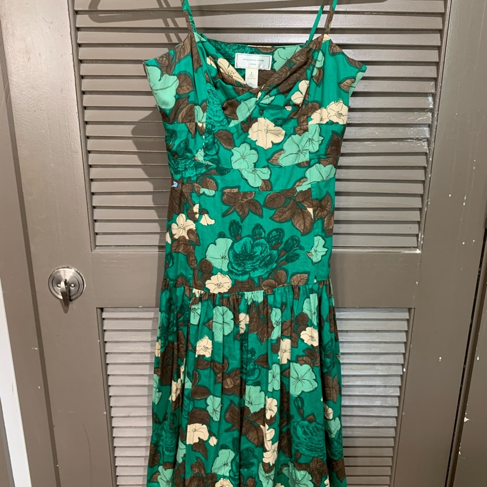 Anthropologie green floral Moulinette Soeurs Dress